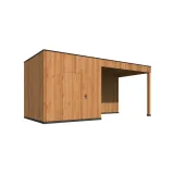 Miniatuur van Tuinhuis met overkapping 'KubeLine' - Douglas -  2,8 x 6,87 m