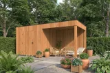 Miniatuur van Tuinhuis met overkapping 'KubeLine' - Douglas -  2,8 x 5,9 m