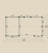 Miniatuur van Tuinhuis met overkapping 'Sabie' - Lariks - 6 x 3,2 m