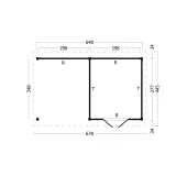 Miniatuur van Tuinhuis met overkapping 'Hamar' -  Douglas - 6,78 x 4,45 m