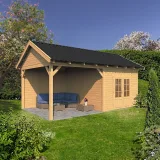 Miniatuur van Tuinhuis met overkapping 'Hamar' -  Douglas - 6,78 x 4,45 m