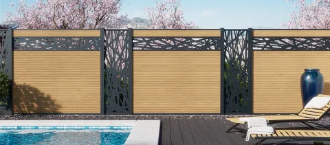 Composiet Plankenscherm 'Modern Triple' - Cedar