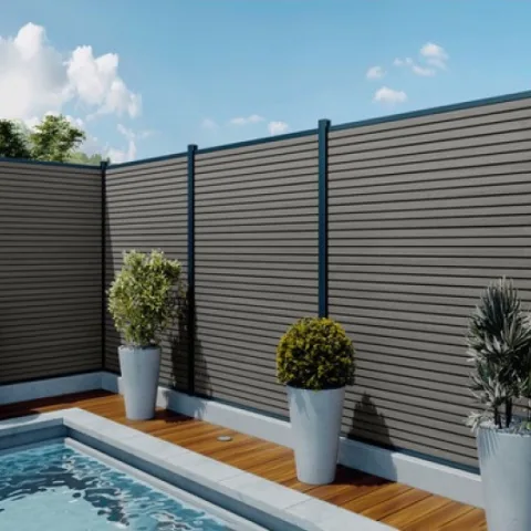Composiet Plankenscherm 'Modern Triple' - Dark grey