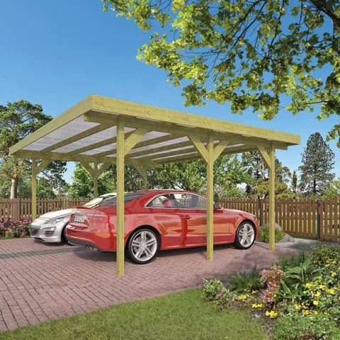 Carport Dubbel - Grenen - 6 x 5 m