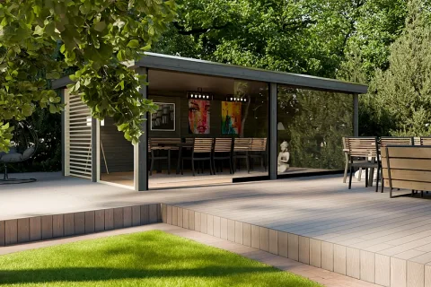 Poolhouse 'Lux' - vuren - 6,3 x 3,8 m