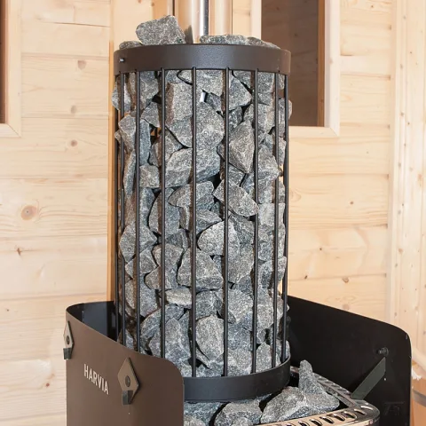 Steenkorf voor sauna-houtkachel