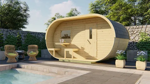 Vuren Sauna Oval - 4 x 2,4 m