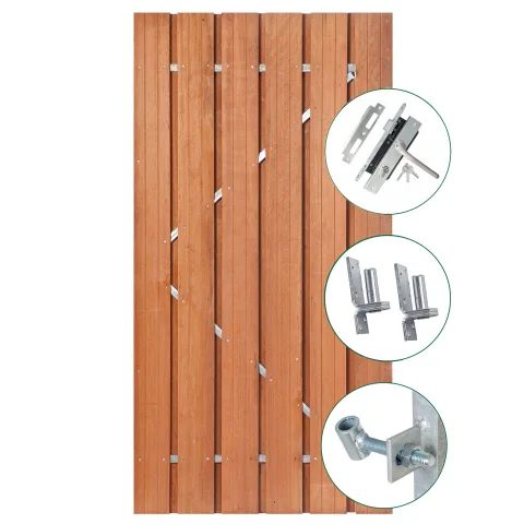 Hardhouten Tuindeur - ijzeren frame
