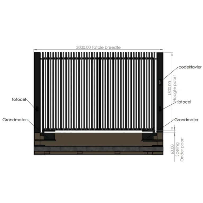 Automatische aluminium poort - 'Aldea' zwart