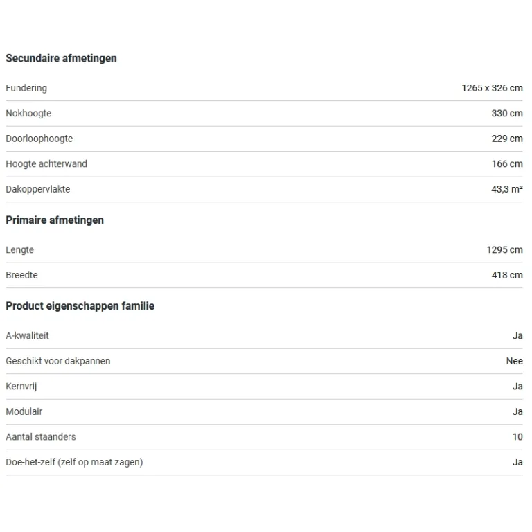 Kapschuur 'Bergen XL9' - Douglas - 13 x 4,18 m