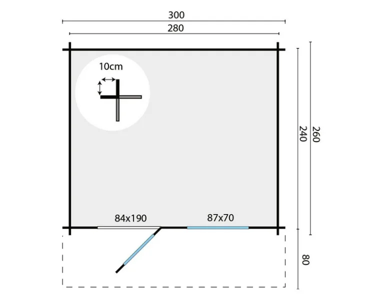 Vuren blokhut 'Björn' - 3 x 2,6 m