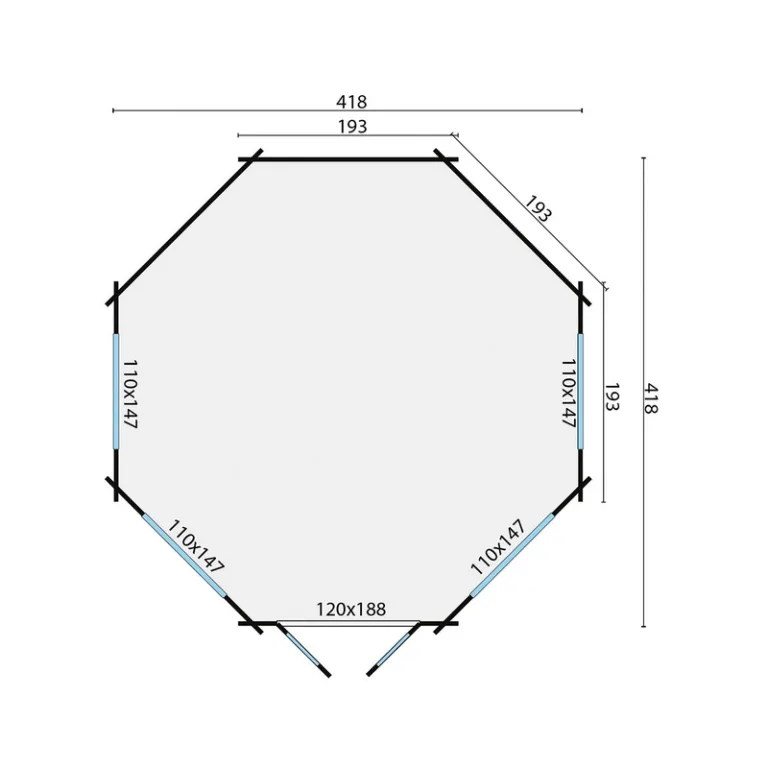 Vuren blokhut 'Lynn' - 4,18 x 4,18 m
