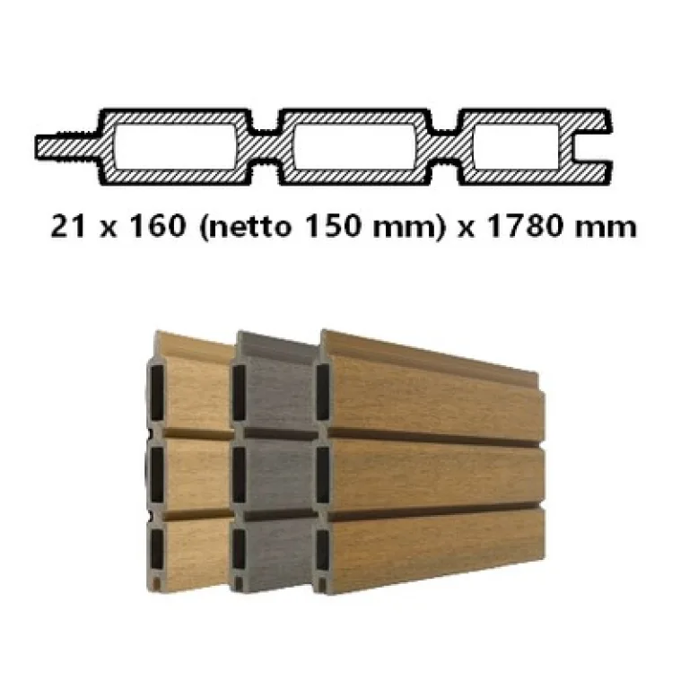 Composiet Plankenscherm 'Modern Triple' - Cedar