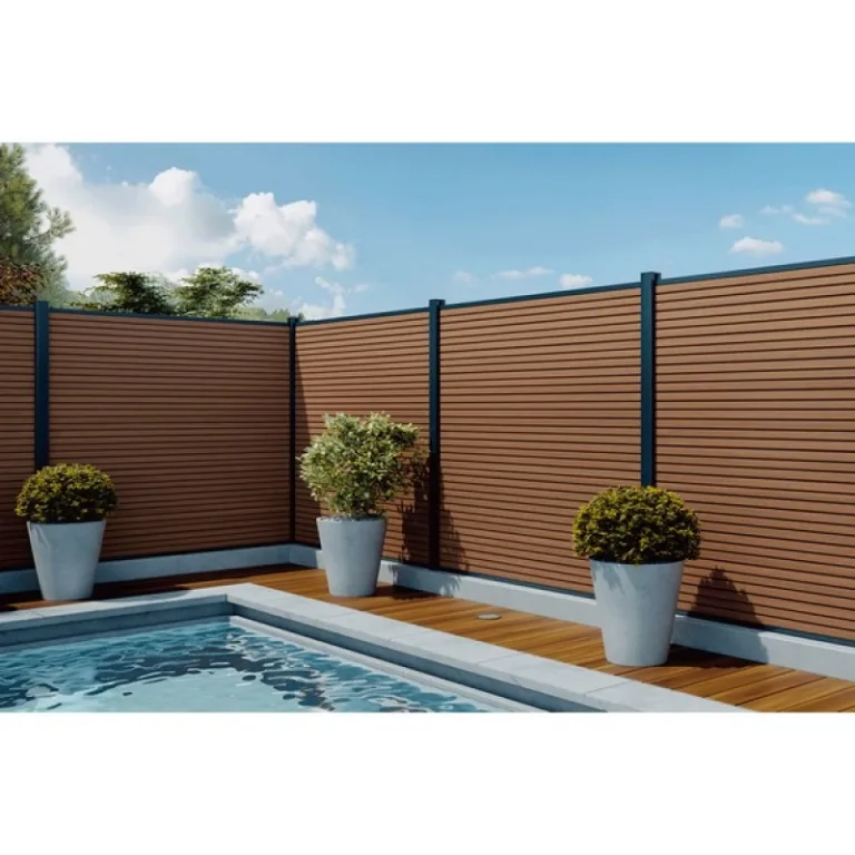 Composiet Plankenscherm 'Modern Triple' - Teak