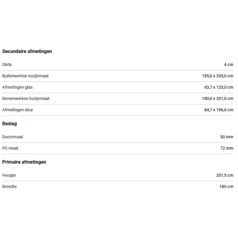 Douglas Dubbele deur 6-ruits - Linksdraaiend