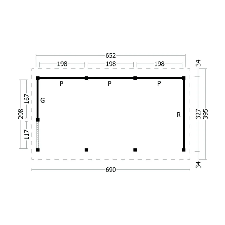 Overkapping 'Hamar L6' - Douglas - 6,9 x 3,95 m