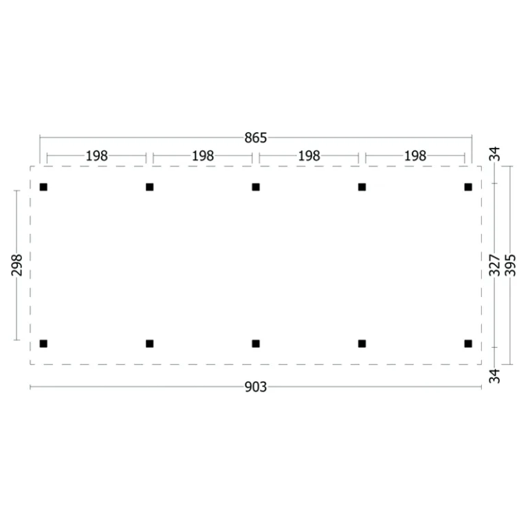 Overkapping 'Hamar L9' - Douglas - 9 x 3,95 m