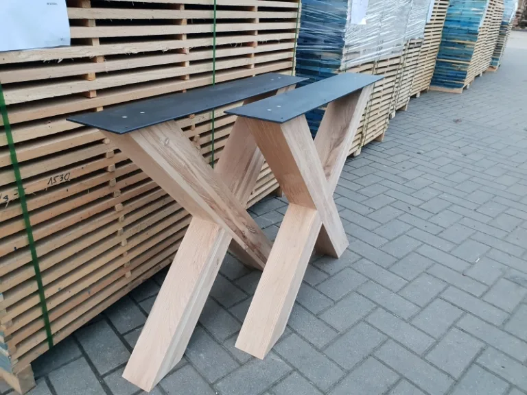 Eiken X (tafel)onderstel - massief/rustiek