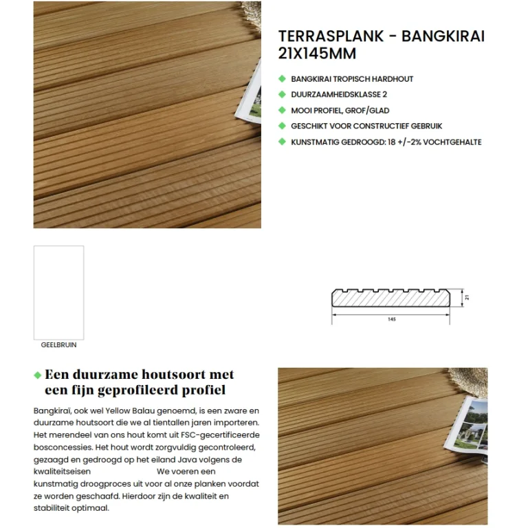 Bankirai Terrasplank - 2,1 cm dik