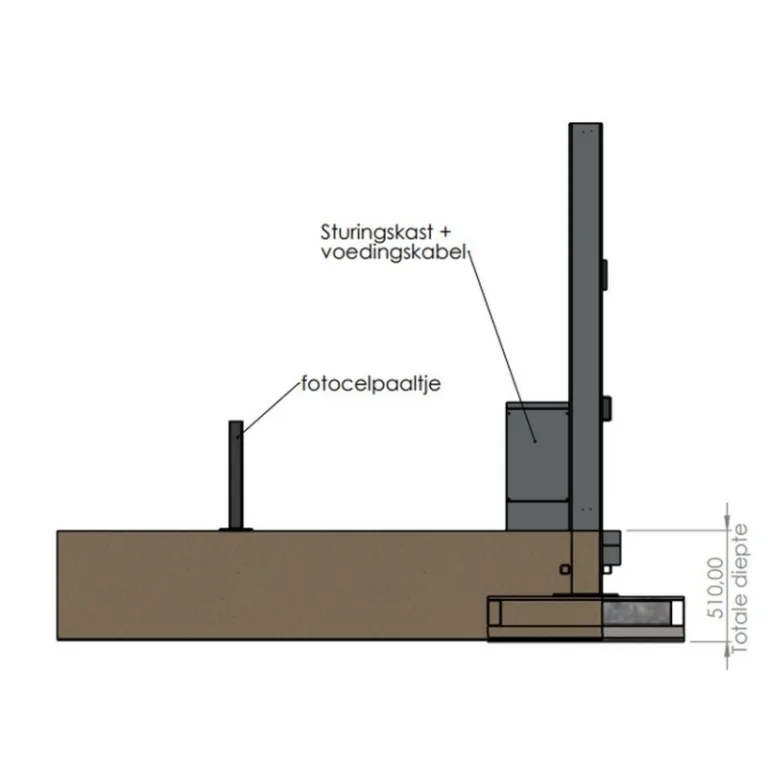 Automatisch metalen poortkader - op funderingsframe