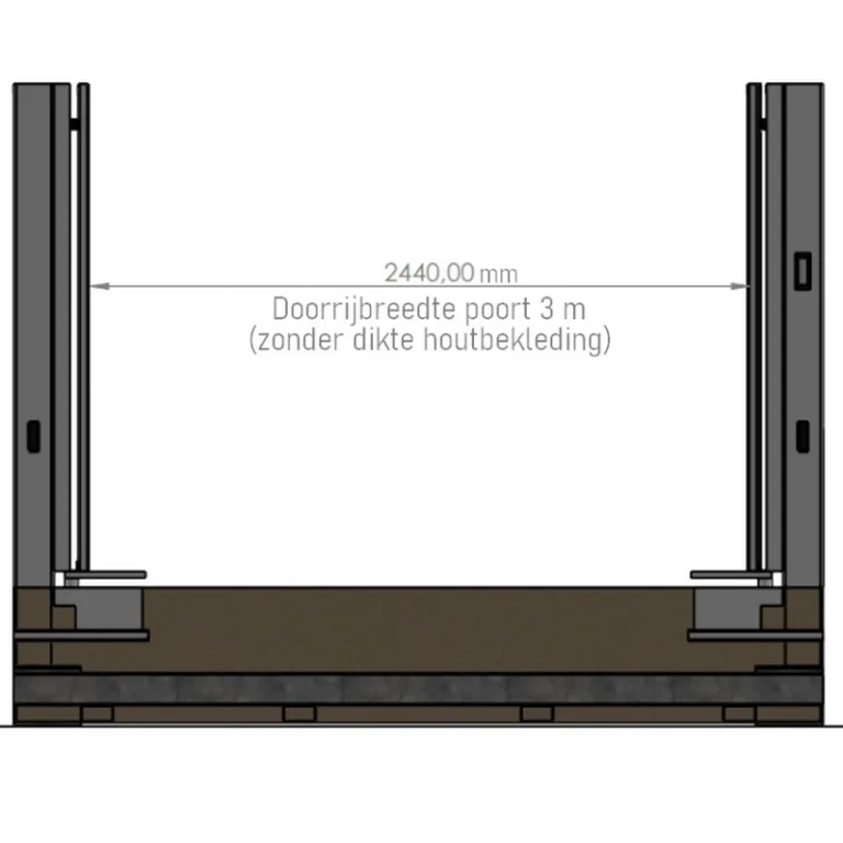 Automatisch metalen poortkader - op funderingsframe