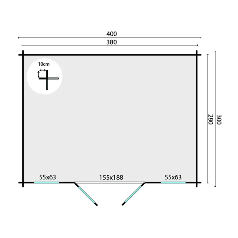 Geïmpregneerd Vuren blokhut 'Juha' - 4 x 3 m