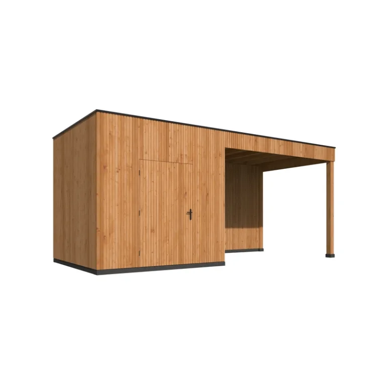 Tuinhuis met overkapping 'KubeLine' - Douglas -  2,8 x 6,87 m