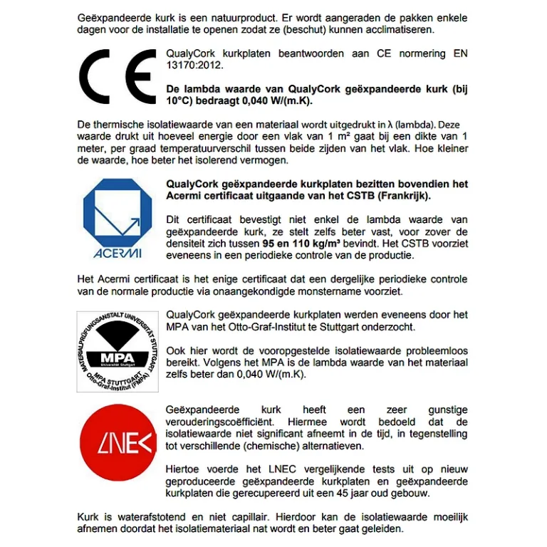 Kurk Isolatieplaat Rabat - Gemiddelde Drukweerstand