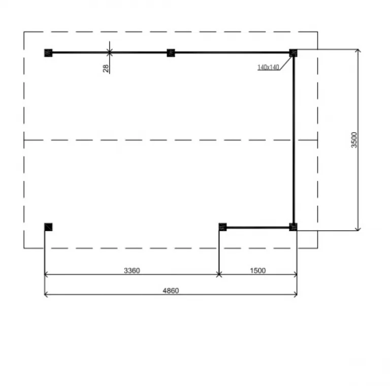 Overkapping 'Autriche' -  Vuren - 4,8 x 3,5 m