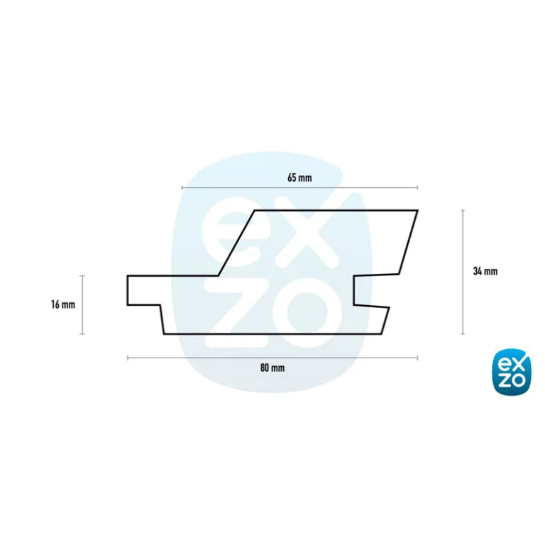 Padouk blokprofiel enkel - 6,5 cm breed