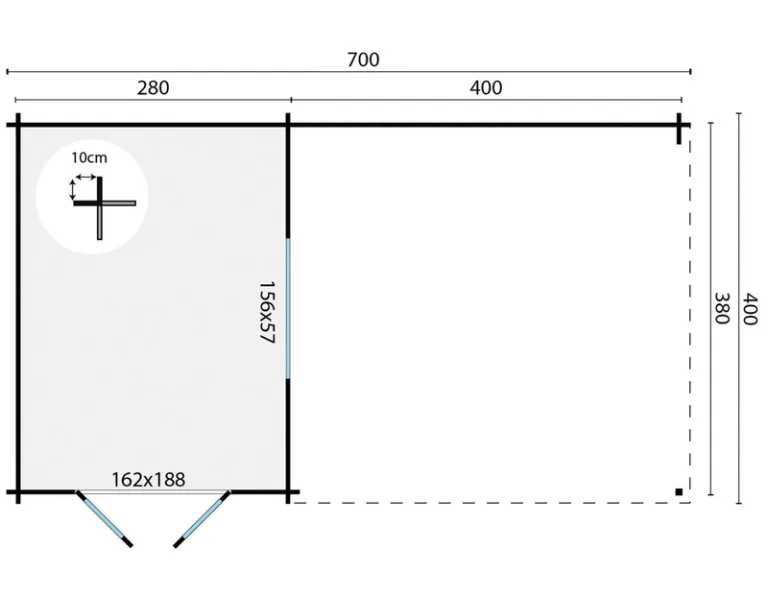 Poolhouse Blokhut 'Anton' - 7 x 4 m