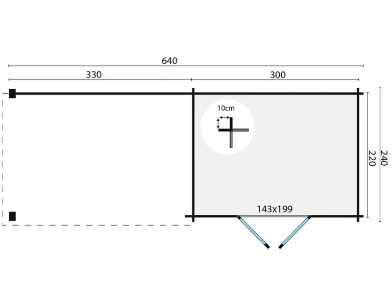 Poolhouse Blokhut 'Maja' - 6,4 x 2,4 m