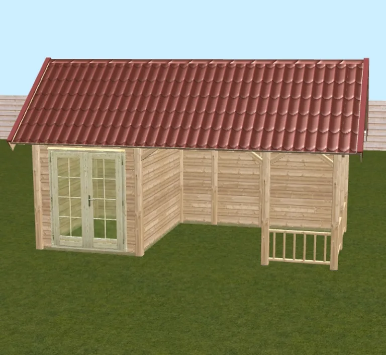 Tuinhuis met overkapping 'Sabie' - Lariks - 6 x 3,2 m