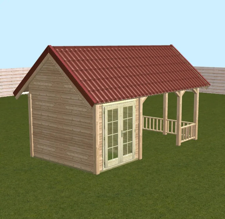 Tuinhuis met overkapping 'Sabie' - Lariks - 6 x 3,2 m