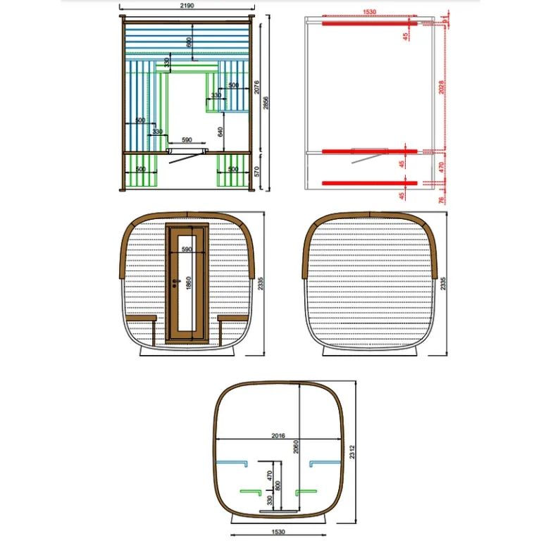 Vuren Sauna Cube - 2,19 x 2,86 m