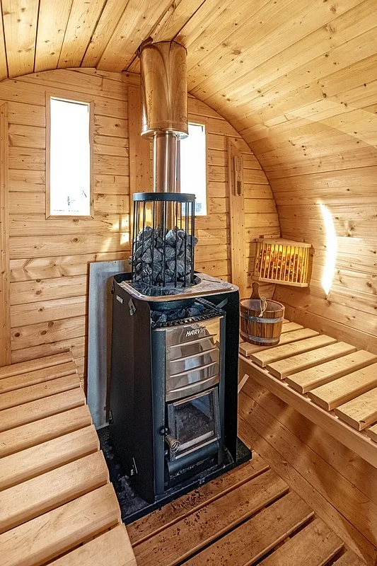 Steenkorf voor sauna-houtkachel