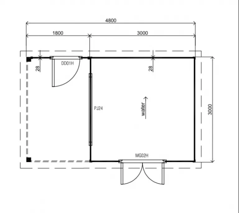 Tuinhuis met overkapping 'Daan' - Vuren - 4,8 x 3 m