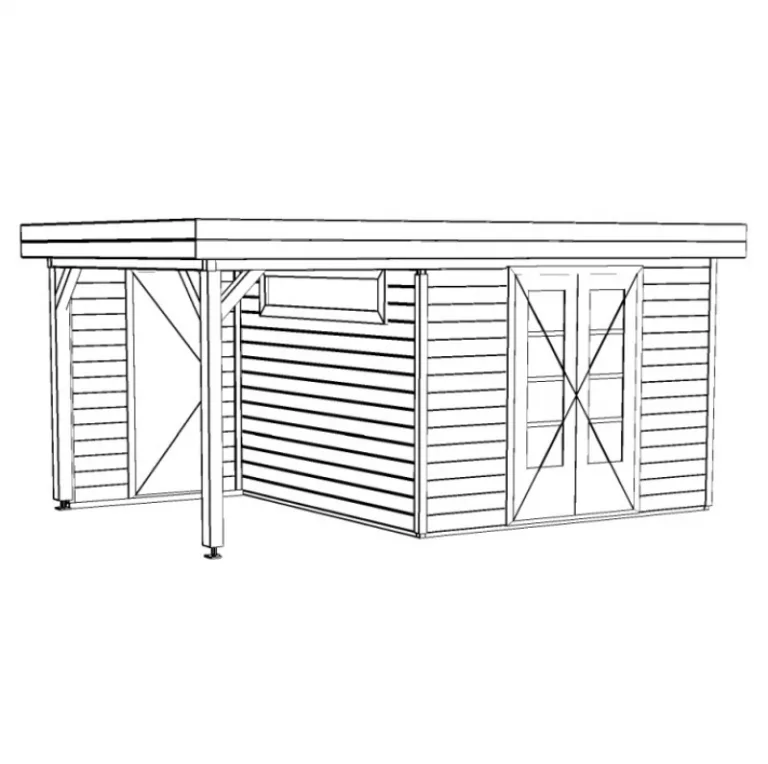 Tuinhuis met overkapping 'Daan' - Vuren - 4,8 x 3 m
