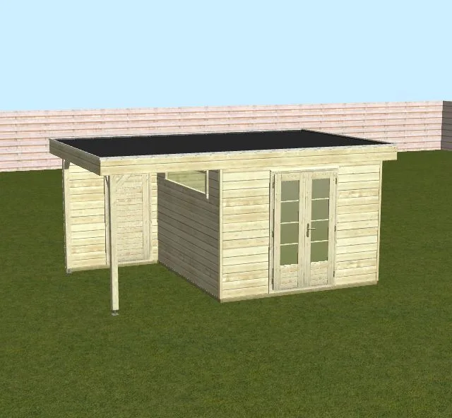 Tuinhuis met overkapping 'Daan' - Vuren - 4,8 x 3 m