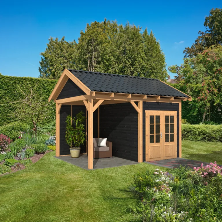 Tuinhuis met overkapping 'Hamar' - Douglas - 4,78 x 3,95 m