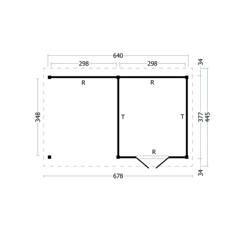 Tuinhuis met overkapping 'Hamar' -  Douglas - 6,78 x 4,45 m