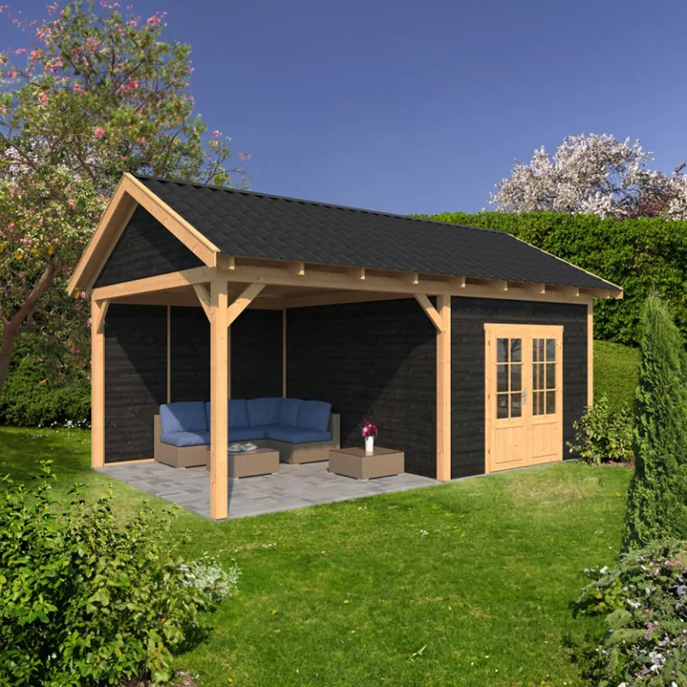 Tuinhuis met overkapping 'Hamar' -  Douglas - 6,78 x 4,45 m