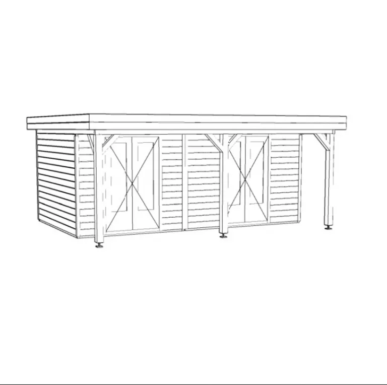 Tuinhuis met overkapping 'Levi' - Vuren - 5,4 x 4,2 m