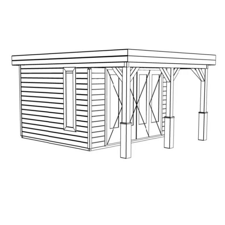 Tuinhuis met overkapping 'Sem' - Vuren - 3,6 x 4,2 m