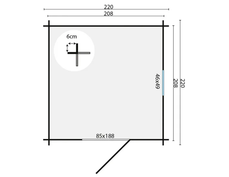 Vuren tuinhuisje 'Eigo' - 2,2 x 2,2 m