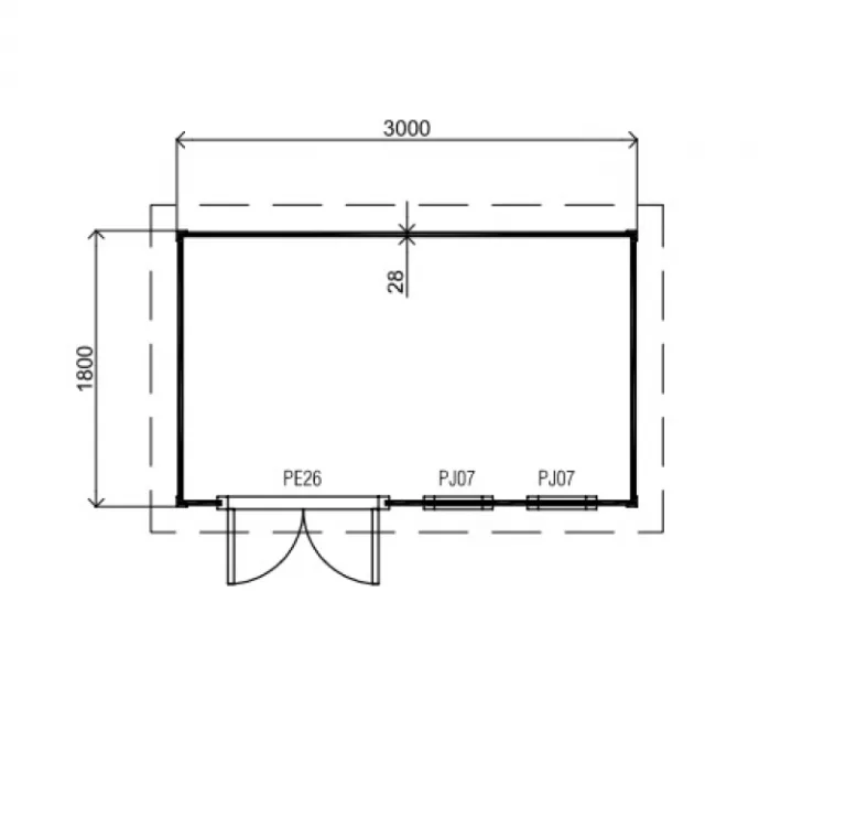 Tuinkantoor 'Jet' - Vuren - 3 x 1,8 m