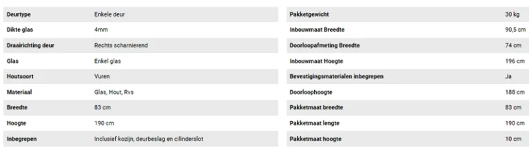Vuren Enkele Deur D6 - Rechtsdraaiend