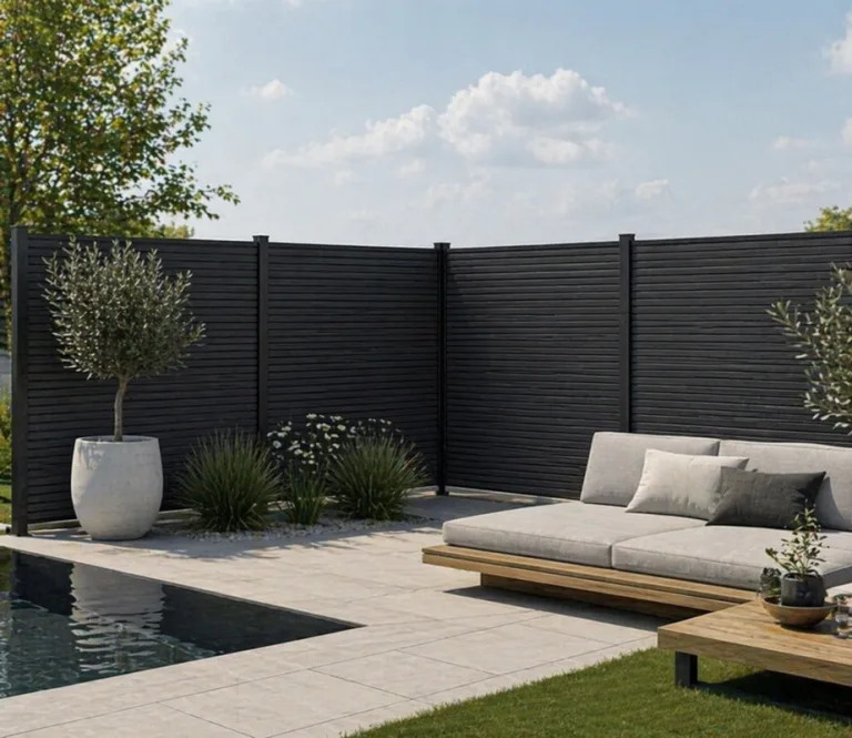 Composiet Plankenscherm 'Modern Triple L' - Anthracite black