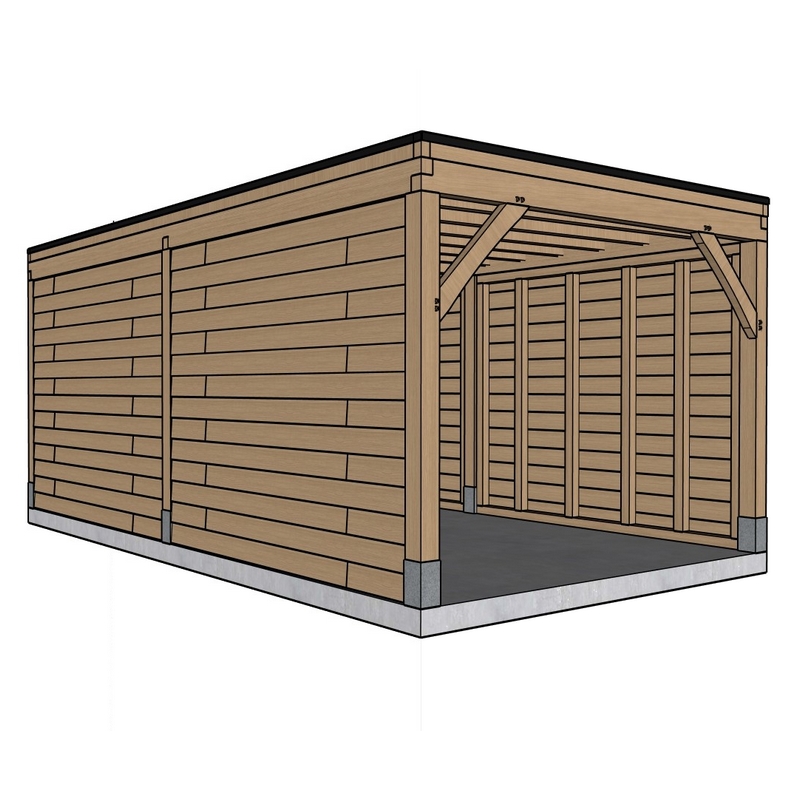 Carport 'Albas' - Eik - 3,3 x 6 m
