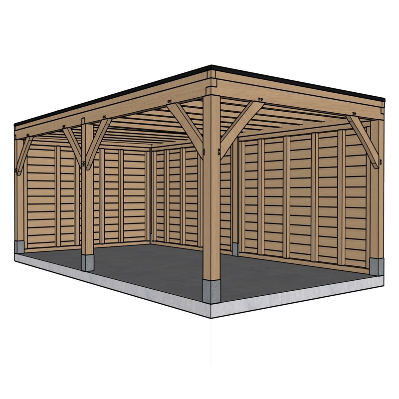 Carport 'Assier' - Eik - 3,3 x 6 m